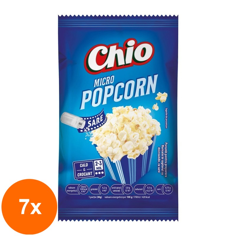 Set 7 x Popcorn cu Sare Chio, pentru Microunde, 80 g
