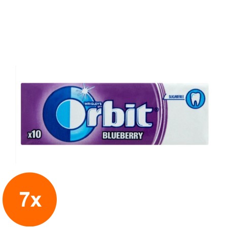 Set 7 x Guma de Mestecat Orbit Blueberry, Coacaze, 14 g...