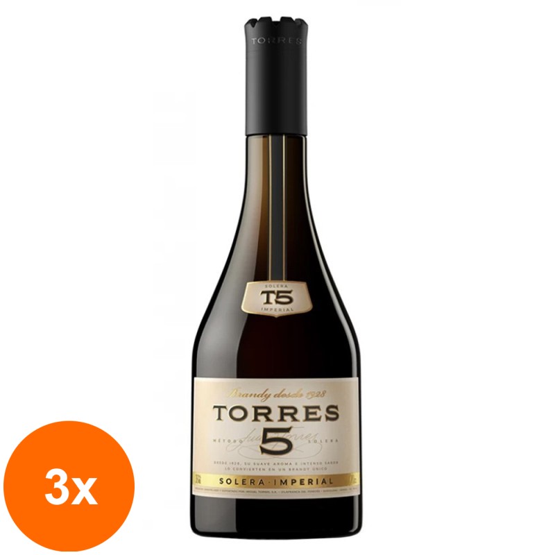 Set 3 x Brandy Solera Imperial T5 Miguel Torres, 38% Alcool, 0.7 l