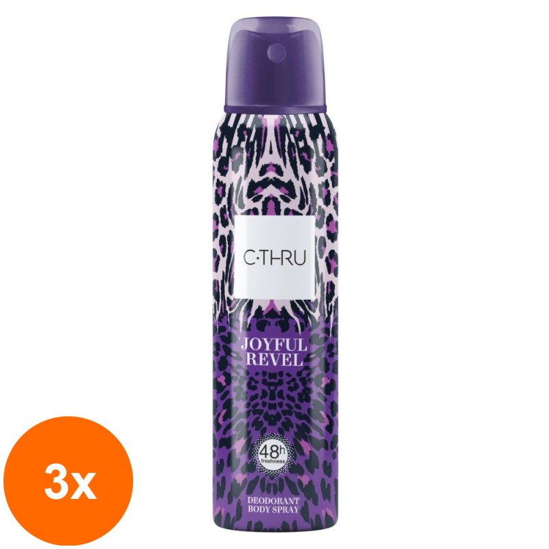 Set 3 x Deodorant Spray C-THRU Joyful Revel, pentru Femei, 150 ml