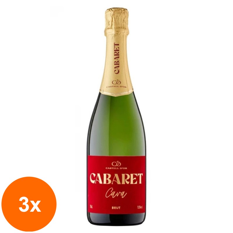 Set 3 x Vin Spumant Castell D'Or Cabaret Cava Brut , 0.75 l