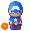 Set 2 x Gel de Dus si Sampon Captain America, cu Figurina 2D, 400 ml