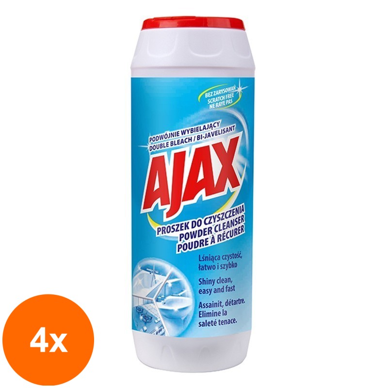 Set 4 x Praf de Curatat Ajax Double Bleach, 450 g
