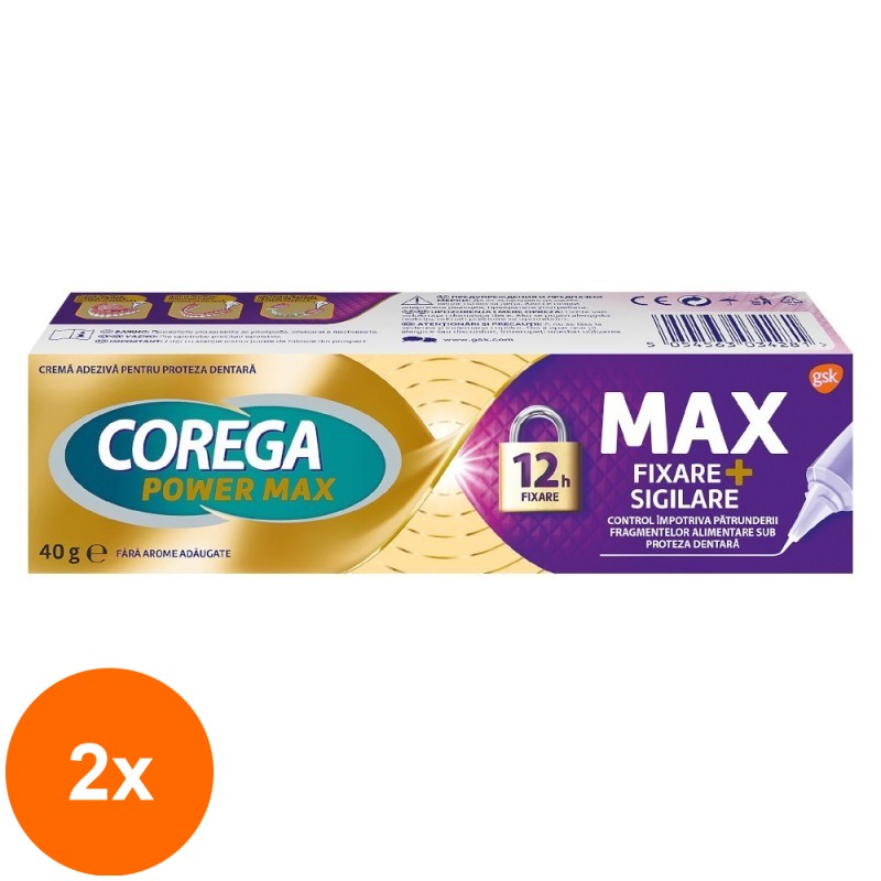 Set 2 x Crema Adeziva pentru Proteza Dentara Corega Max Sigilare, 40 g