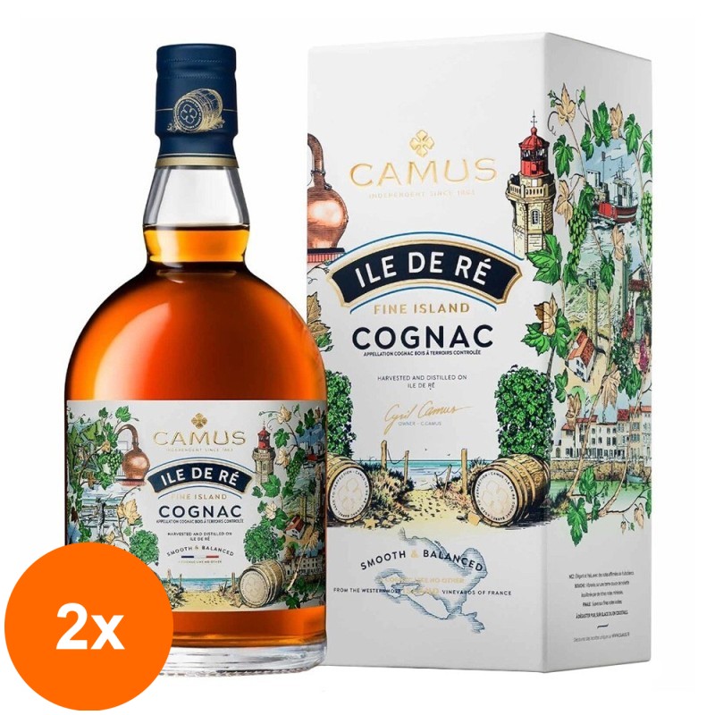 Set 2 x Coniac Camus Ile De Re Fine Island 40% Alcool, 0.7 l