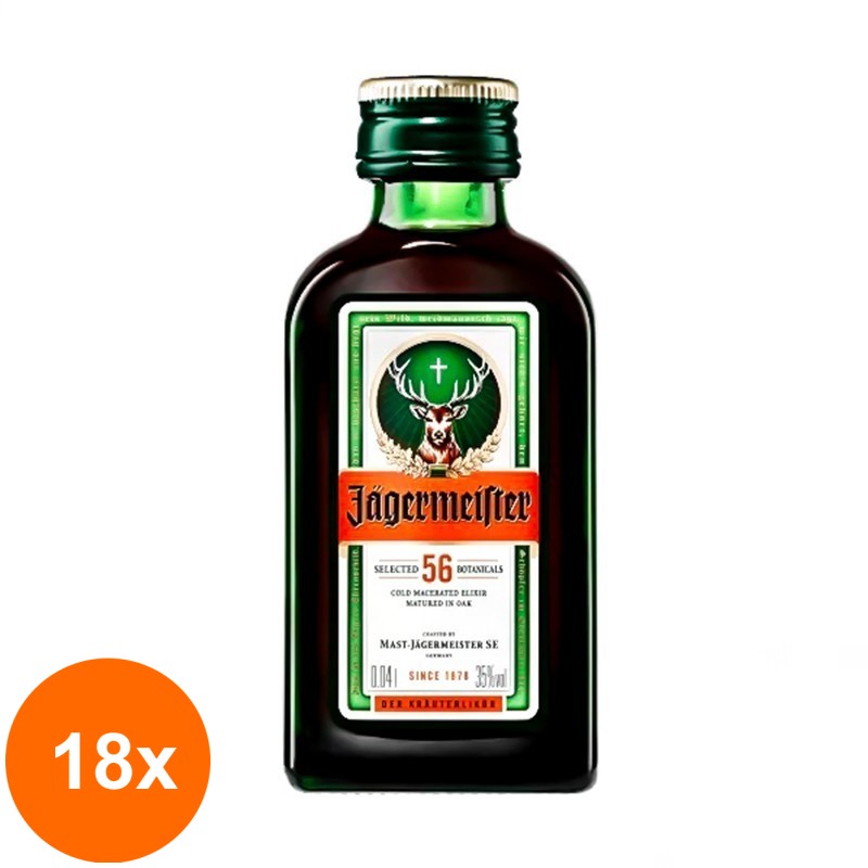 Set 18 x Lichior Digestiv Jagermeister 35% Alcool, 0.04 l