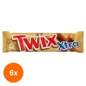 Set 6 x Baton de Biscuit si Caramel Invelit in Ciocolata cu Lapte Twix Extra, 75 g