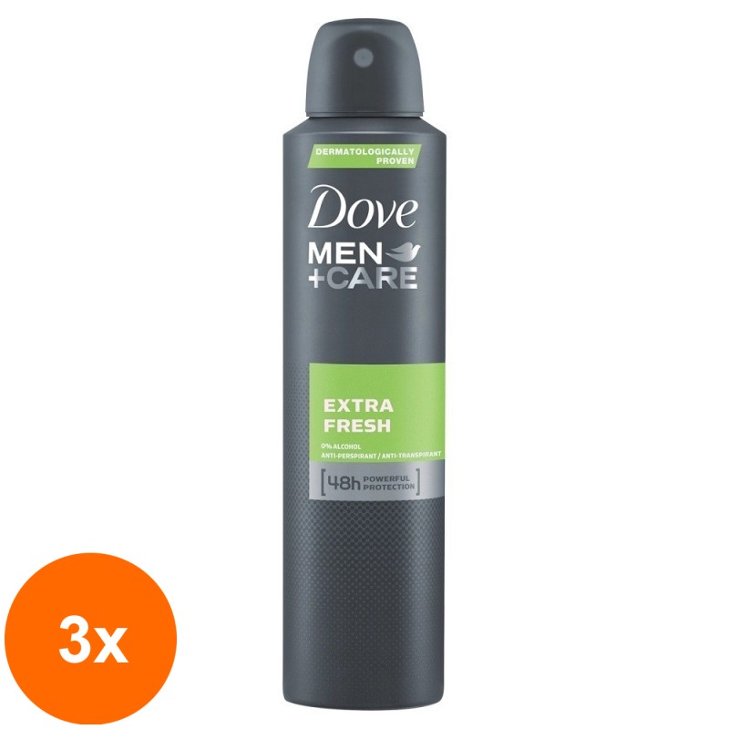 Set 3 x Deodorant Antiperspirant Spray Dove Extra Fresh, pentru Barbati, 150 ml