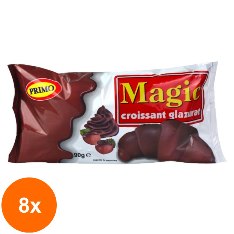 Set 8 x Croissant cu Ciocolata Glazurat Magic, 90 g