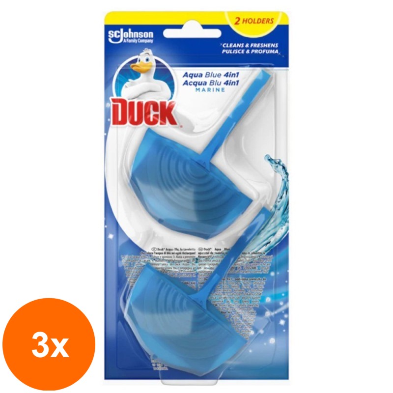 Set 3 x 2 Odorizante Toaleta 4 in 1 Duck Aqua Blue, 40 g