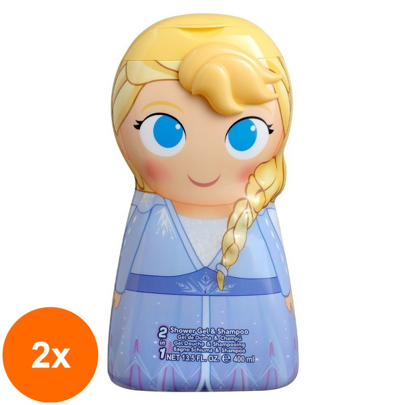 Set 2 x Gel de Dus si Sampon Frozen II Elsa, cu Figurina 1D, 400 ml