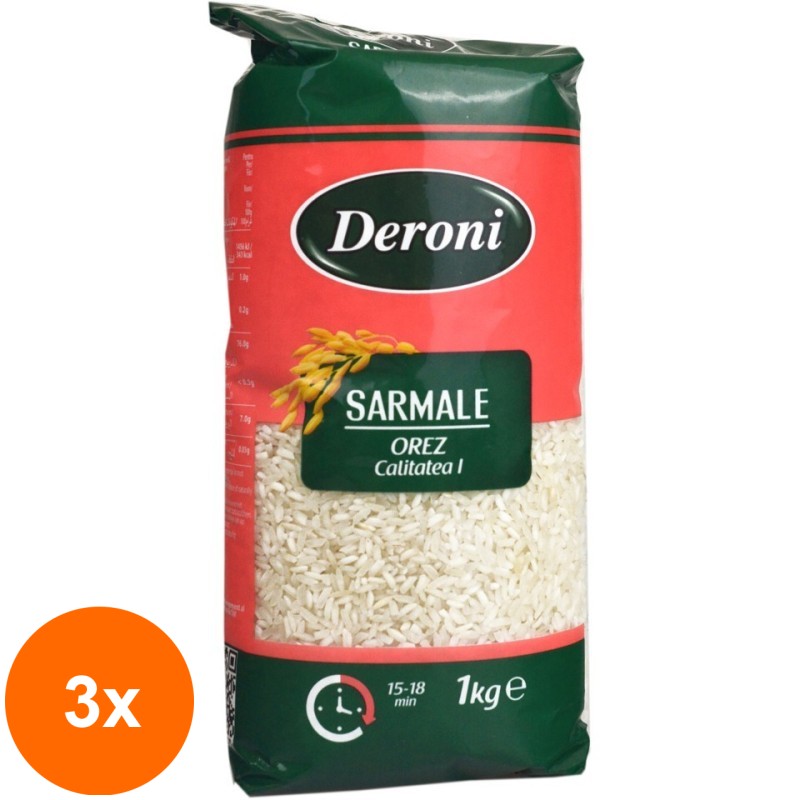 Set 3 x Orez pentru Sarmale Deroni, 1 kg