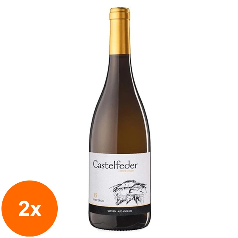 Set 2 x Vin Alb Castelfeder Pinot Grigio 15 DOC, Sec, 0.75 l