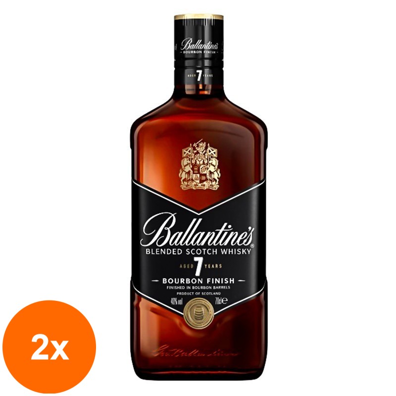 Set 2 x Whisky Ballantine's, Finest Blended, 7 Ani, 40%, 0.7 l