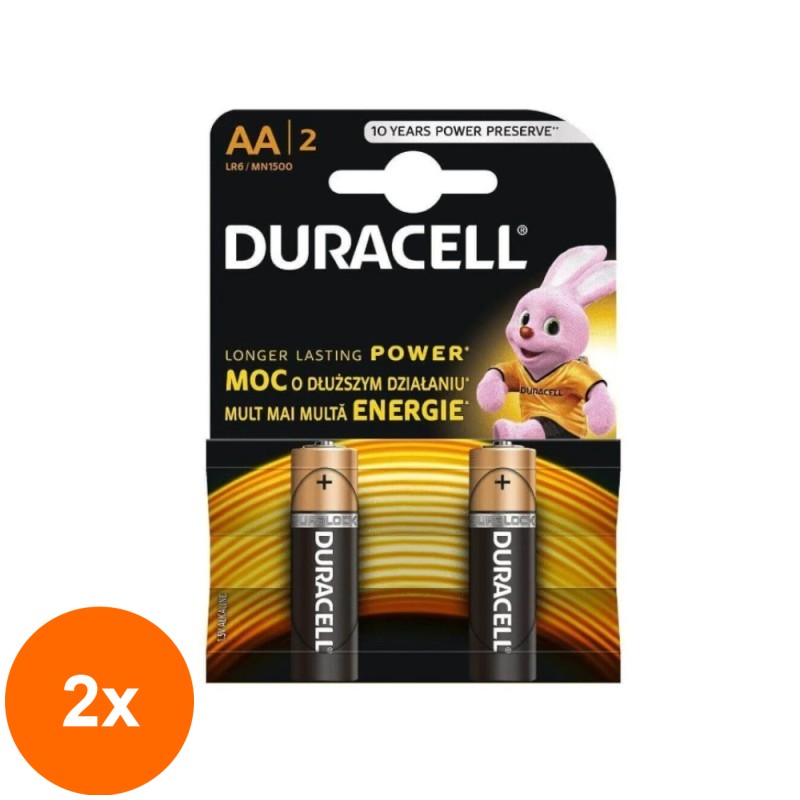 Set 2 x 2 Baterii Alcaline Duracell Turbo Max AA/R6, Blister