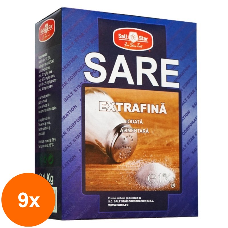 Set 9 x Sare Extrafina Iodata Salt Star, 1 kg