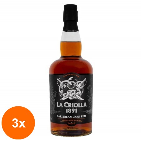 Set 3 x Rom Dark La Criolla 40% Alcool, 0.7 l...