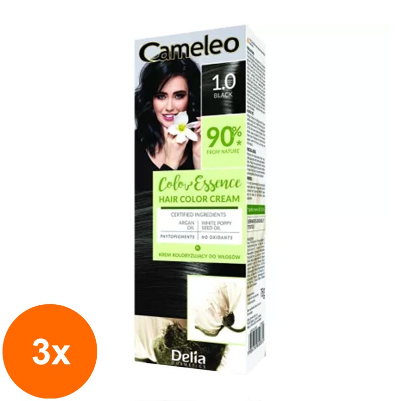 Set 3 x Vopsea de Par Cameleo Color Essence 1.0 Black, 75 g