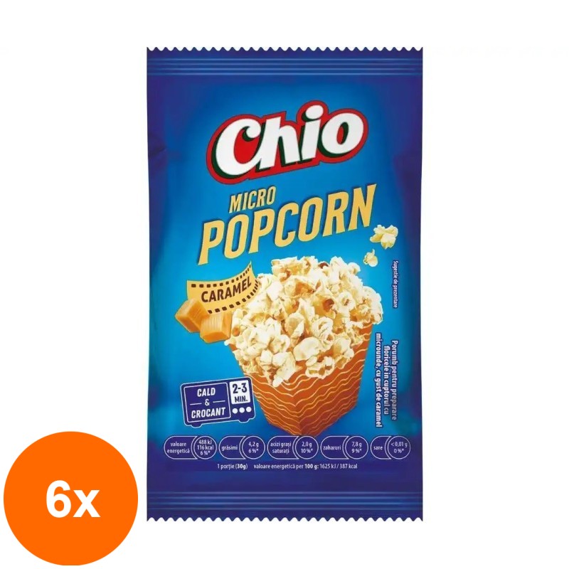 Set 6 x Popcorn cu Gust de Caramel Chio, pentru Microunde, 90 g