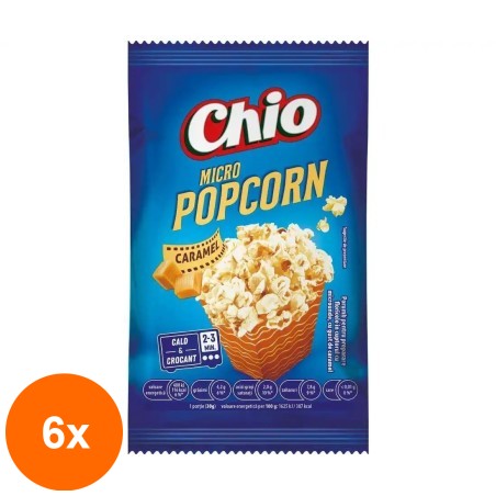 Set 6 x Popcorn cu Gust de Caramel Chio, pentru Microunde, 90 g...
