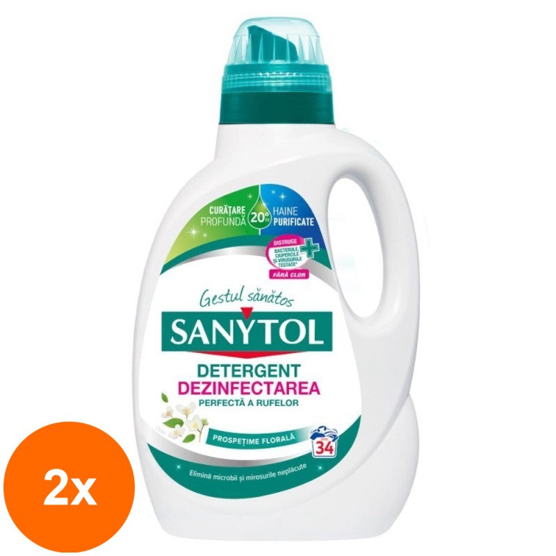 Set 2 x Detergent Dezinfectant Sanytol, Flori Albe, 1.7 l
