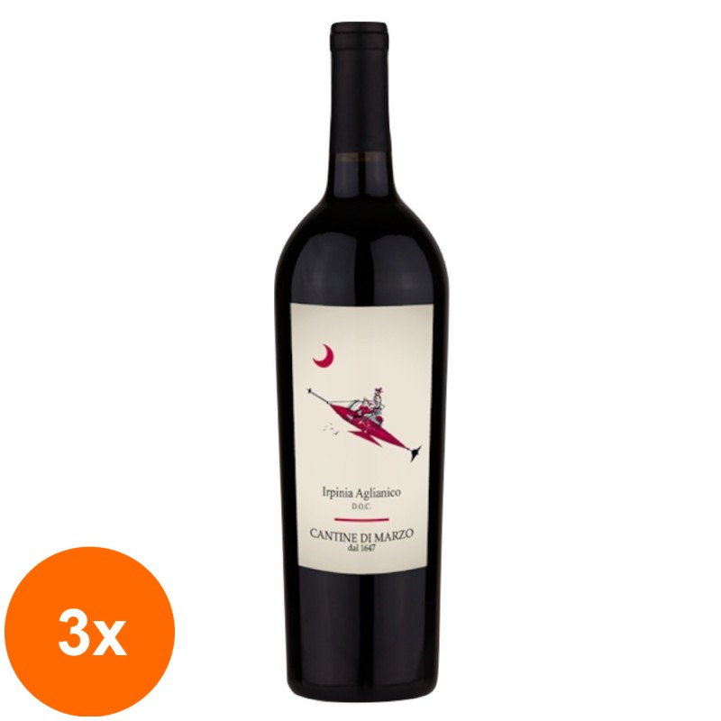 Set 3 x Vin Irpinia Aglianico Cantine Di Marzo DOC, Rosu Sec 750 ml