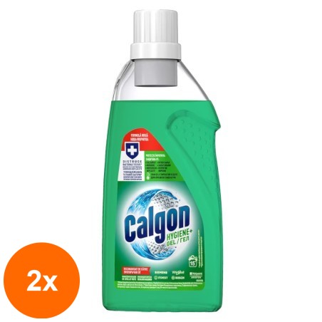 Set 2 x Solutie Gel Anticalcar cu Rol Antibacterian Calgon Hygiene+, 15 Spalari, 750 ml...