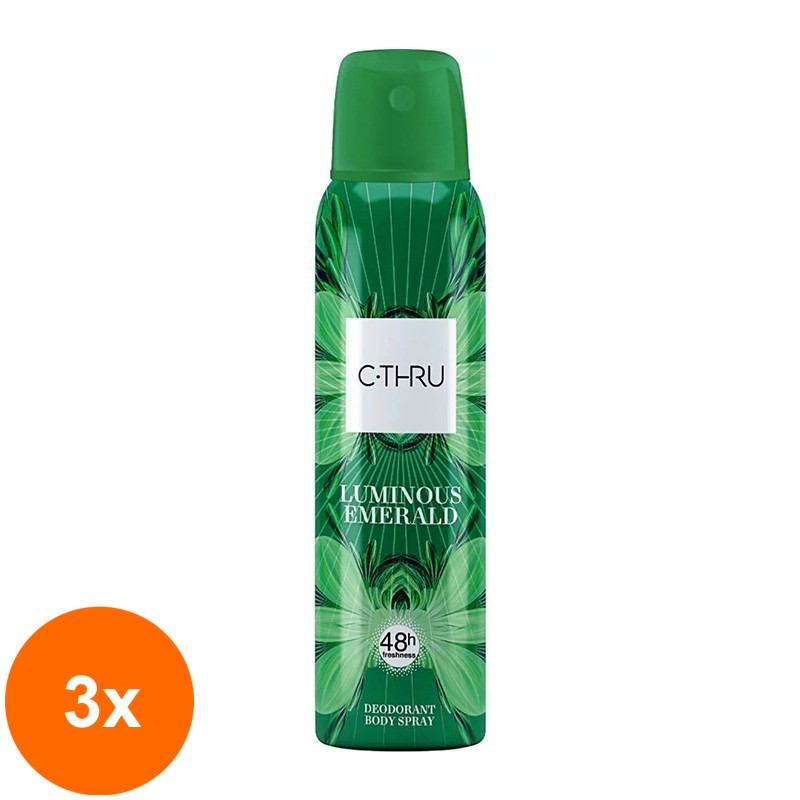 Set 3 x Deodorant Spray C-Thru Luminous Emerald, Femei, 150 ml