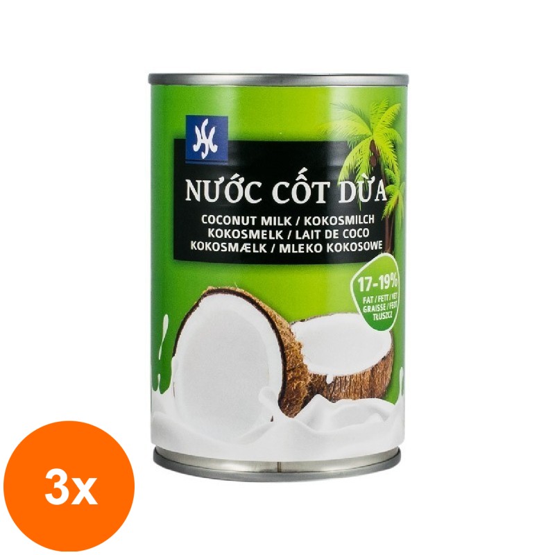 Set 3 x Lapte de Cocos 17-19% Grasime, 400 ml NU'OC COT DUA
