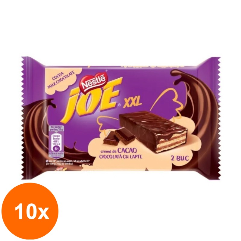 Set 10 x Napolitana cu Lapte si Crema de Cacao Joe XXL, 46 g
