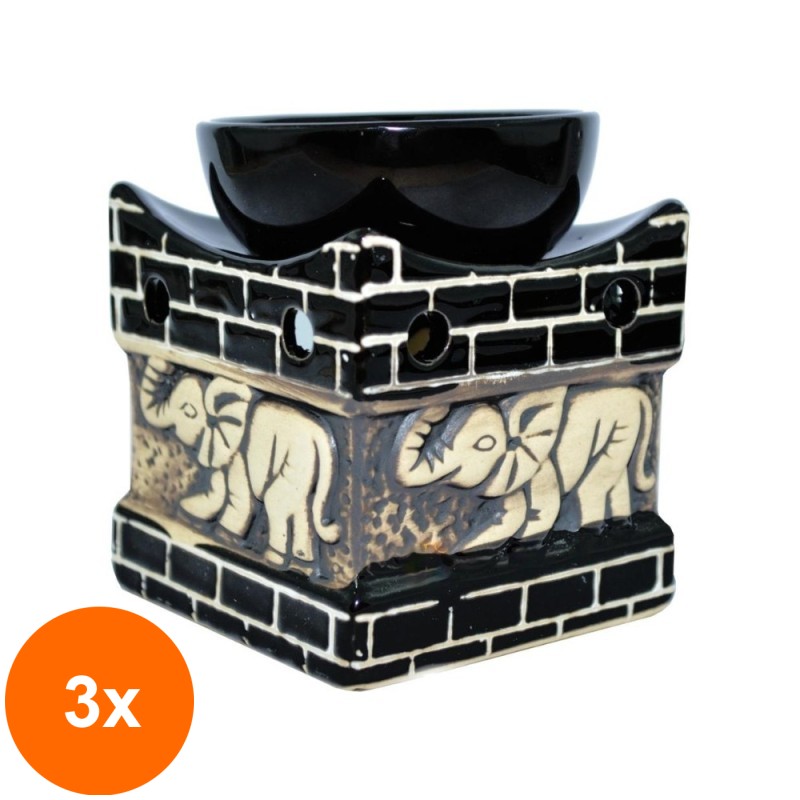 Set 3 x Suport Ceramic pentru Ulei Aromat Mare, Elefant