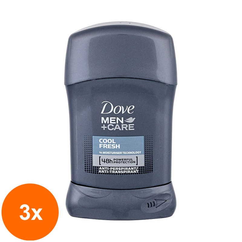 Set 3 x Deodorant Antiperspirant Stick Dove Men Care Cool Fresh, pentru Barbati, 50 ml