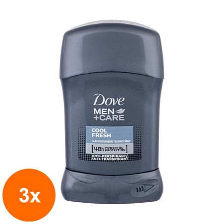 Set 3 x Deodorant Antiperspirant Stick Dove Men Care Cool Fresh, pentru Barbati, 50 ml...