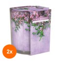 Set 2 x Lumanare Parfumata in Pahar Imprimat, Floral Harmony, 22 Ore