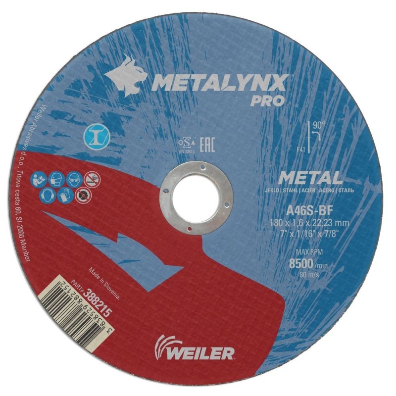 Disc Abraziv, Debitare Professional, 180 x 1.6 mm, Metal, SW
