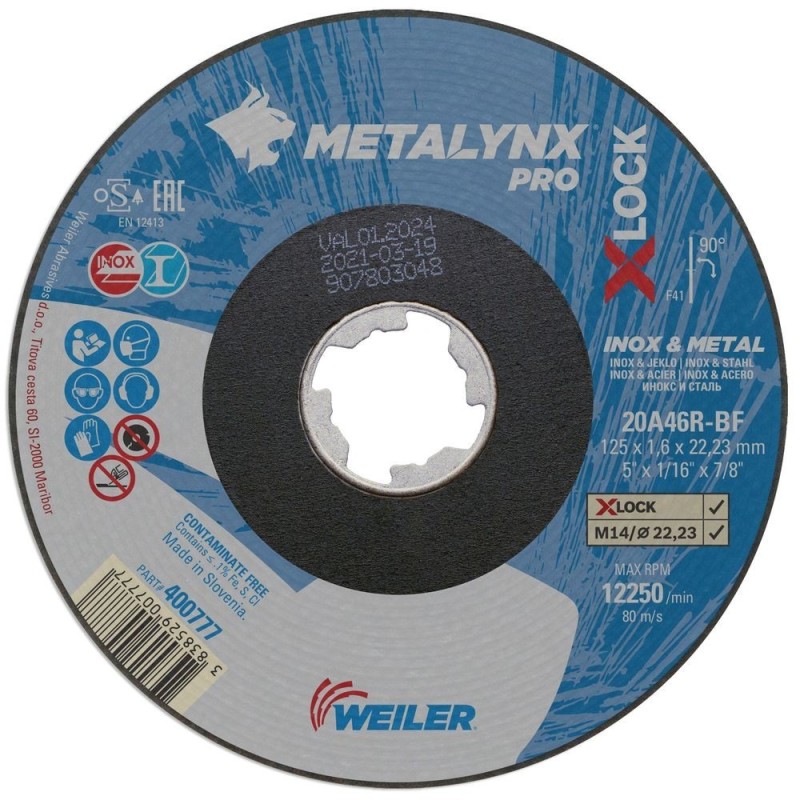 Disc Abraziv Debitare Professional X-LOCK, 125 x 1.6 mm, Metal si Inox, SW