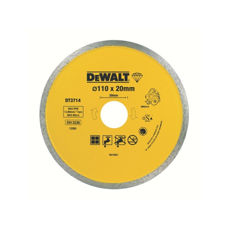 Disc Diamantat, 110 x 20 mm, pentru Placi Ceramice, DeWALT