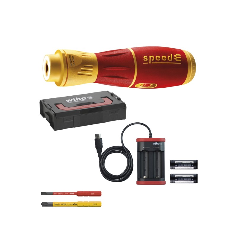 Surubelnita Electrica SpeedE II, cu Baterii si Incarcator USB, L Box Mini, Wiha
