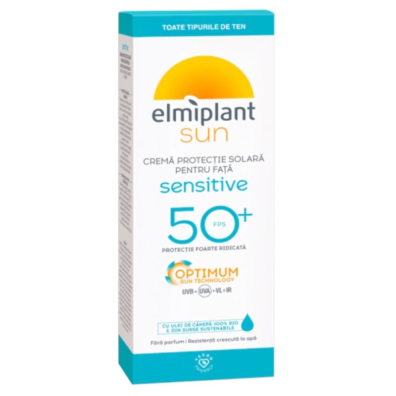 Crema Protectie Solara pentru Fata, Elmiplant Sun Sensitive SPF 50, 50 ml