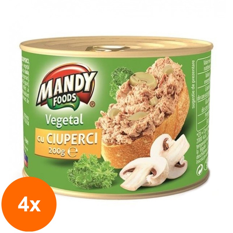 Set 4 x Pasta Vegetala Mandy cu Ciuperci, 200 g