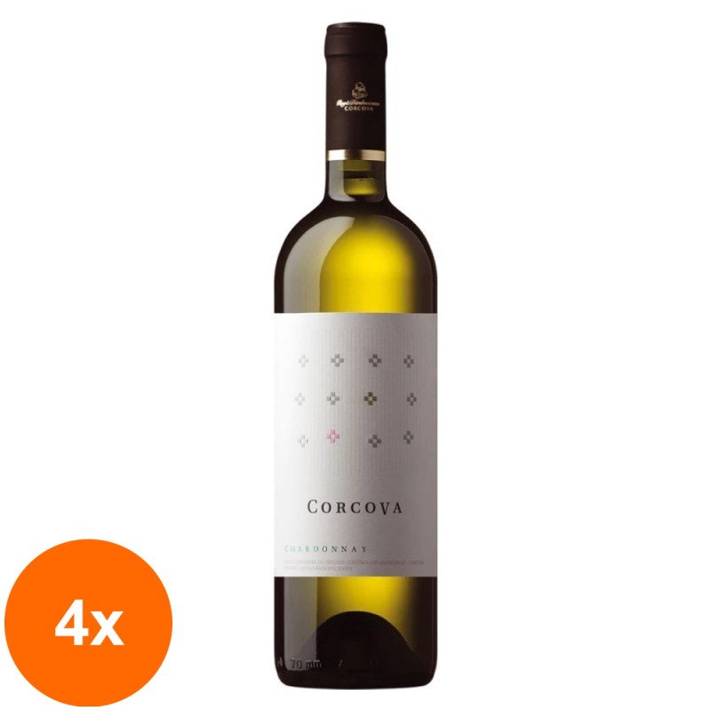 Set 4 x Vin Corcova Chardonnay, Alb Sec 0.75 l