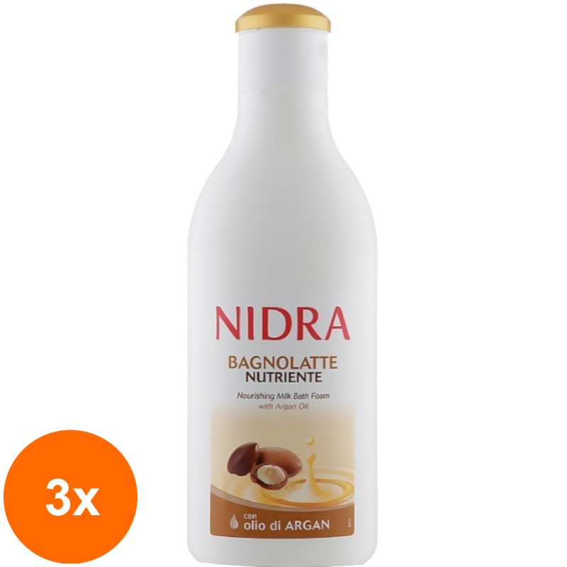 Set 3 x Spuma de Baie Nidra Latte cu Argan, 750 ml