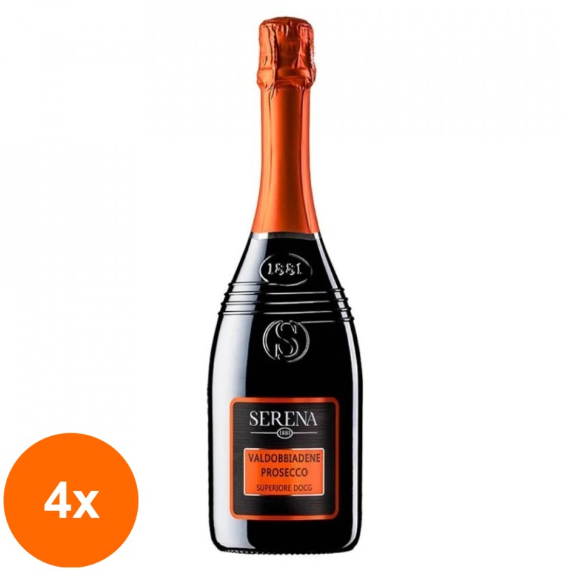 Set 4 x Vin Valdobbiadene Prosecco Superiore DOCG Extra Dry Terra Serena 0.75 l