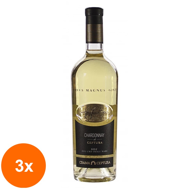 Set 3 x Vin Cervus Magnus Monte, Crama Ceptura Chardonnay Alb Sec 0.75 l