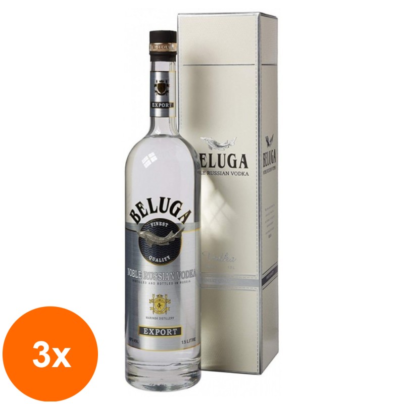 Set 3 x Vodka Beluga Noble, 40%, 1.5 l