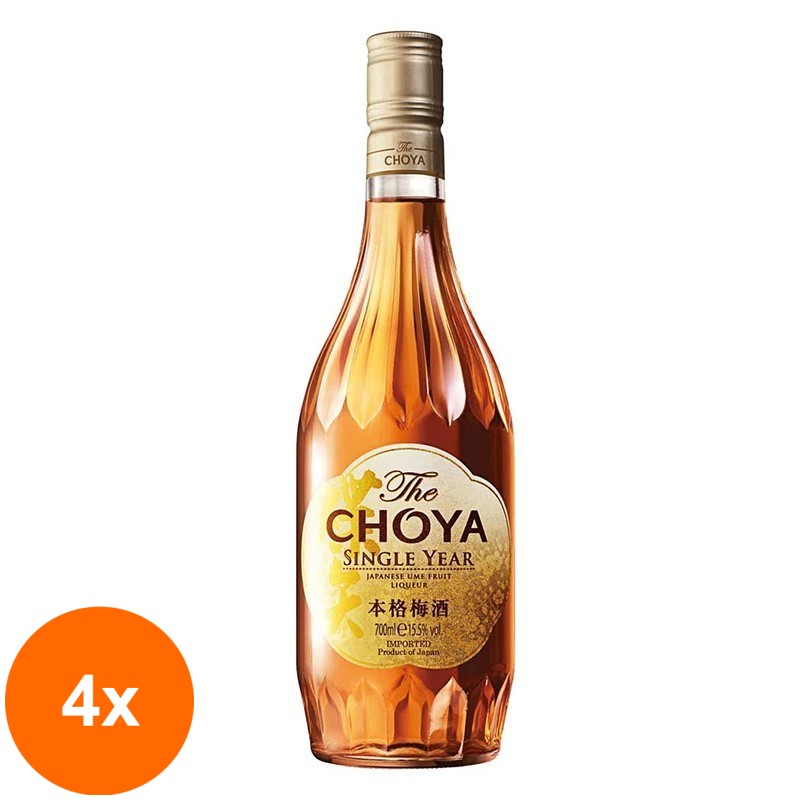 Set 4 x Lichior Ume Single Year Choya 15,5% Alcool, 0.7 l