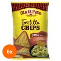 Set 6 x Tortilla Chips, Chipsuri fara Gluten,  Old El Paso Chili 185 g