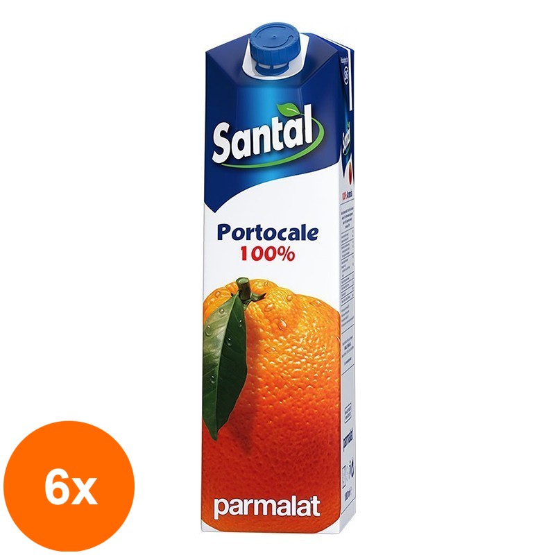 Set 6 x Suc de Portocale 100%, Santal, 1 l