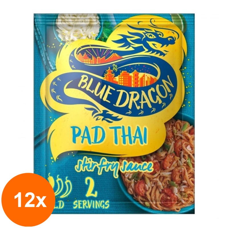Set 12 x Sos Pad Thai Stir Fry Blue Dragon, Plic, 120 g