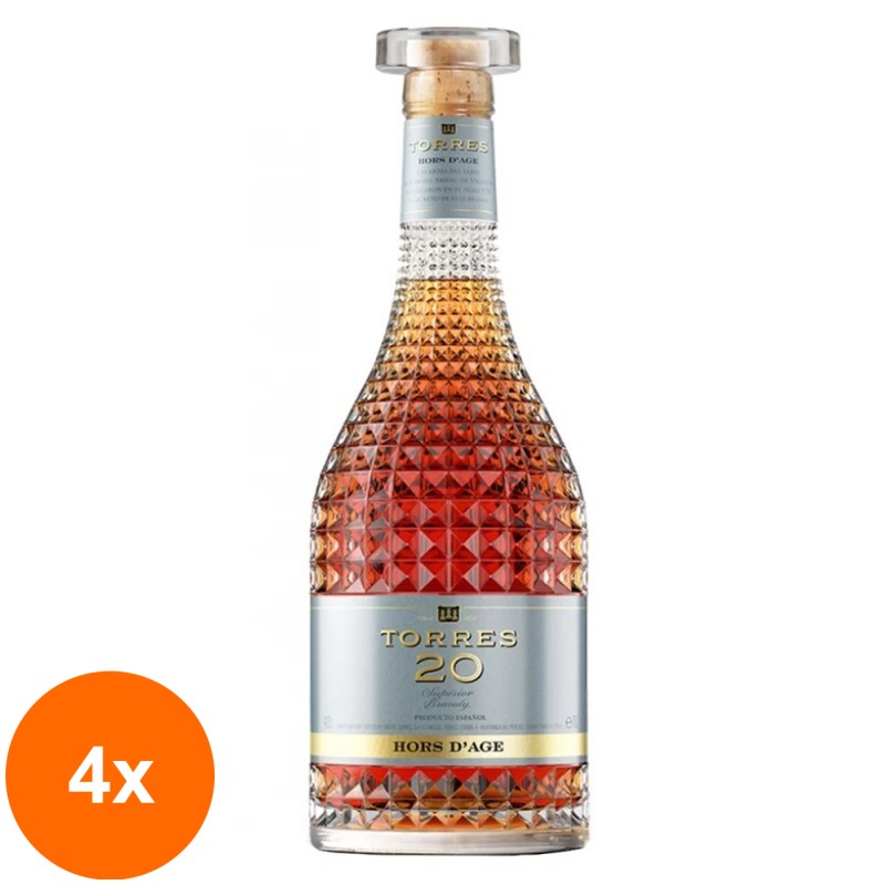 Set 4 x Brandy 20 Hors D'Age Miguel Torres, 40% Alcool, 0.7 l